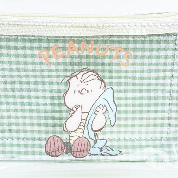 スヌーピー ライナス 3ポケットポーチ グリーンチェック SNOOPY 商品画像2：キャラグッズPERFECT WORLD TOKYO