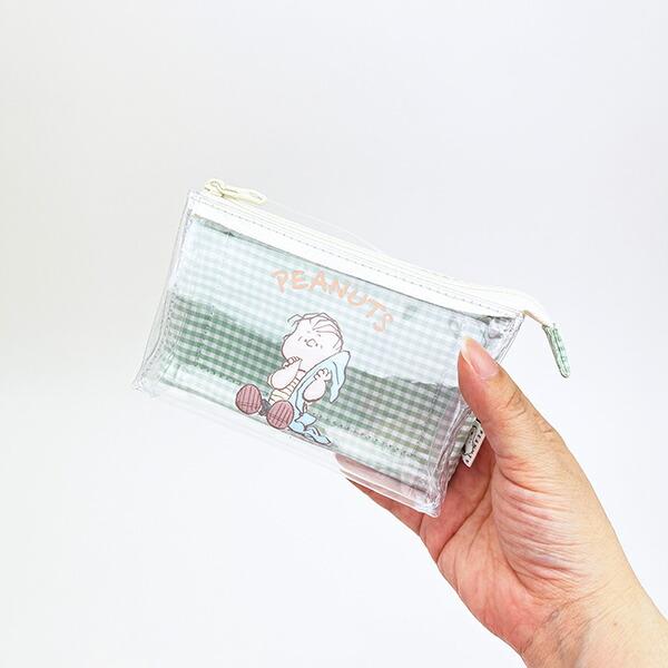 スヌーピー ライナス 3ポケットポーチ グリーンチェック SNOOPY 商品画像5：キャラグッズPERFECT WORLD TOKYO