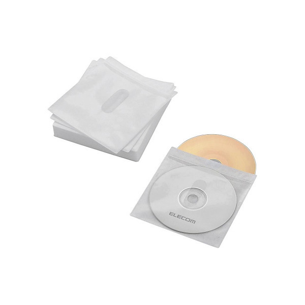ELECOM CCD-NIWB60WH ホワイト [Blu-ray・CD・DVD対応不織布ケース(60枚) タイトルカード付き] 商品画像1：XPRICE