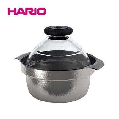 ハリオ HARIO GIS-200 フタがガラスのIH対応ご飯釜雪平 1-3合 IH対応 直火もO･･･