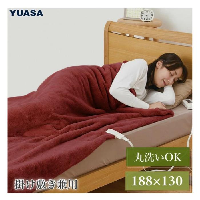 ユアサプライムス 電気掛敷毛布 プレミアムフェイクファー 188×130cm YCB-PF60E-R ボルドー 商品画像1：セイカオンラインショッププラス