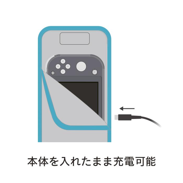 3-style LABEL For Nintendo Switch Lite SLIP IN CASE CP-3SSLC5/GA [グレー/ターコイズ] 商品画像3：セブンスター貿易