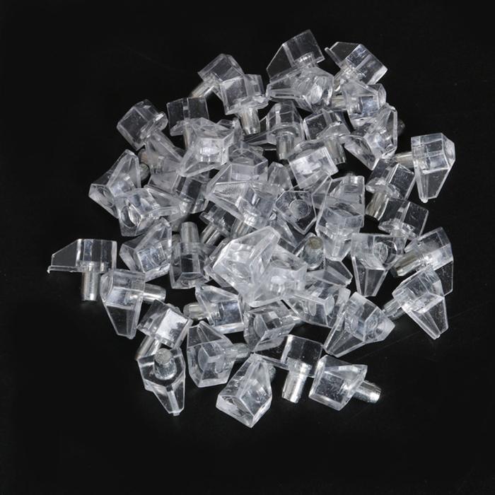 棚のホルダー 棚ダボ 棚受け シェルフのピン 釘のサポート 透明 プラスチック 金属 50個入り 商品画像7：soten co
