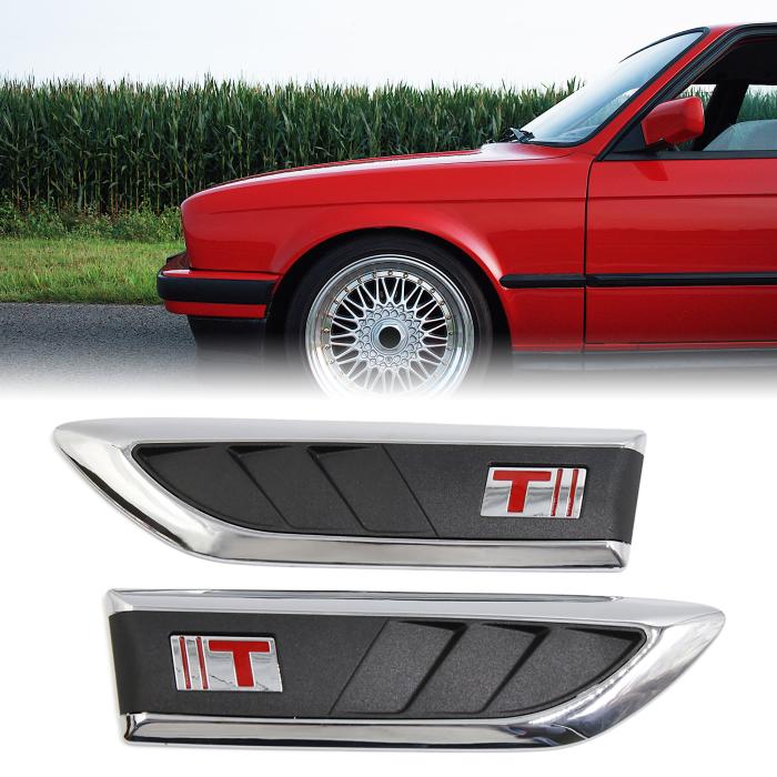 ダミーダクト フェンダーダクト 汎用 車 エアフロー インテーク ターボ ボンネット ベント用 装飾 カバー フード ステッカー 2個入 商品画像2：soten co