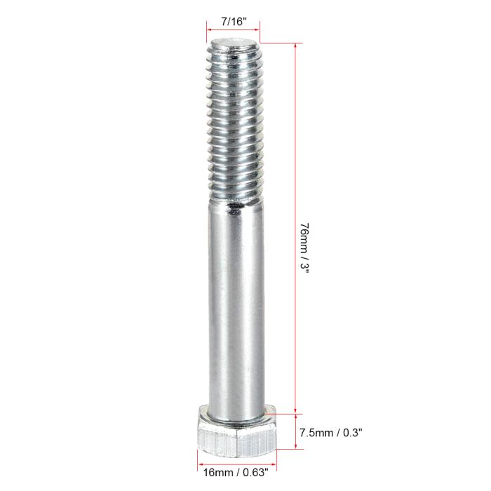 六角ボルト 炭素鋼材質 11mmx76mm 六角幅15.8mm 14歯 機械ボルト 3個入り 商品画像2：soten co