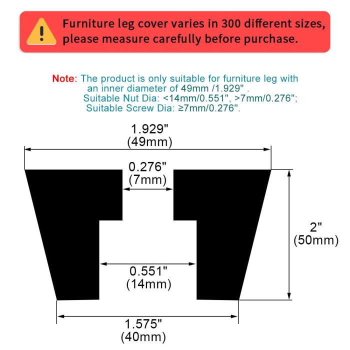 家具足ホルダー ゴムキャップ 滑り止め家具足パッド ラバー D49x40xH50mm 4個入り 商品画像2：soten co