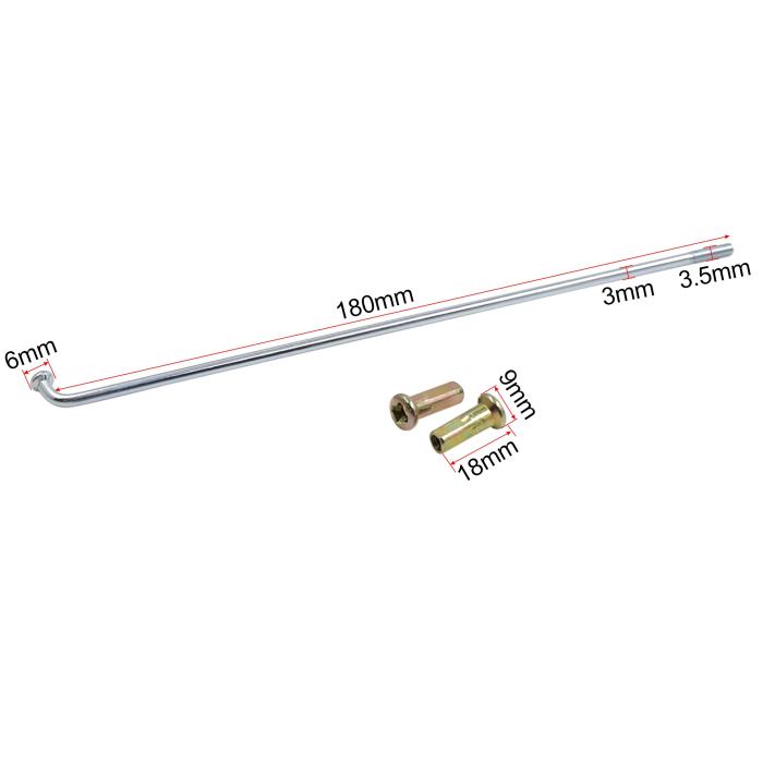 スポーク 長さ180mm 金属 ニップル付き オートバイ用 36セット 商品画像3：soten co