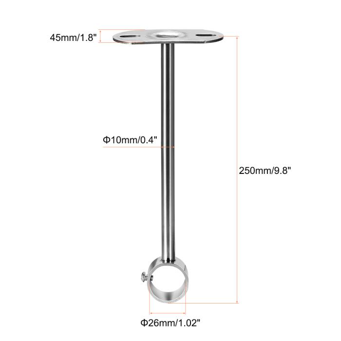 ワードローブパイプブラケット クローゼットロッド サポートソケット 直径25 mm 高さ250 mm 4個入り 商品画像2：soten co