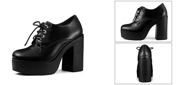 Allegra K 厚底ブーツ ローカット アンクルブーツ レースアップ