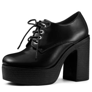 Allegra K 厚底ブーツ ローカット アンクルブーツ レースアップ 