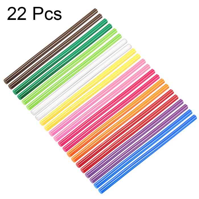 ホットグルースティック 11mm x 250mm ミニホットメルトスティックのり グルーガン用 カラフル 22個 商品画像3：soten co