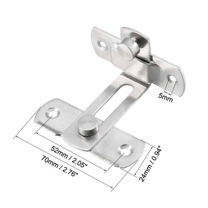 フリップドアラッチ 201ステンレス鋼 90度 ゲートラッチ バーラッチ ハスプスライドロック 70x64x40 mm シルバートーン 商品画像2：soten co