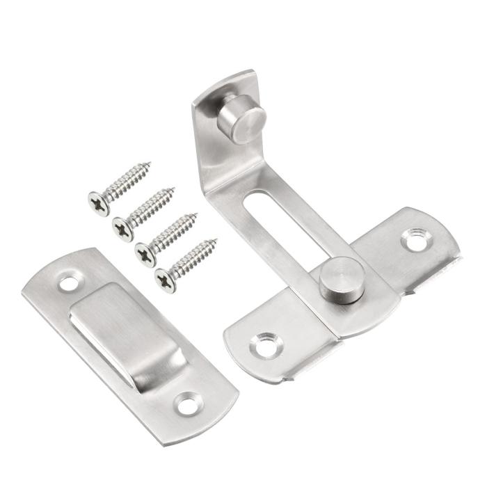 フリップドアラッチ 201ステンレス鋼 90度 ゲートラッチ バーラッチ ハスプスライドロック 70x64x40 mm シルバートーン 商品画像3：soten co