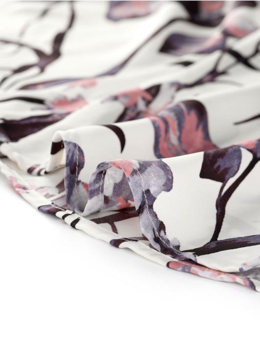 Allegra K ボウタイブラウス オフィス シャツ 花柄 ボタンダウン 長袖 レディース ベージュ S 商品画像6：soten co