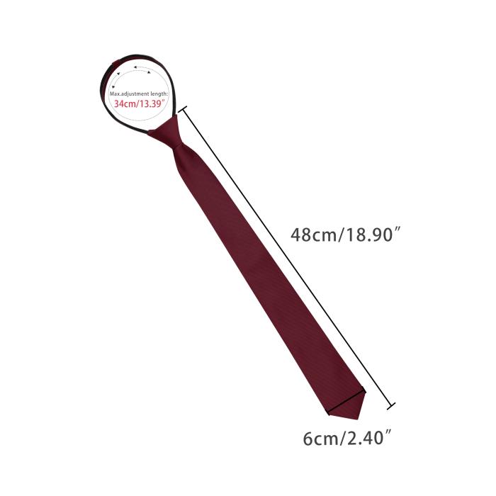 Allegra K メンズネクタイナローネクタイフラットストライプ調節可能なジッパーカジュアルビジネスネクタイ ワインレッド 6 cm 商品画像4：soten co