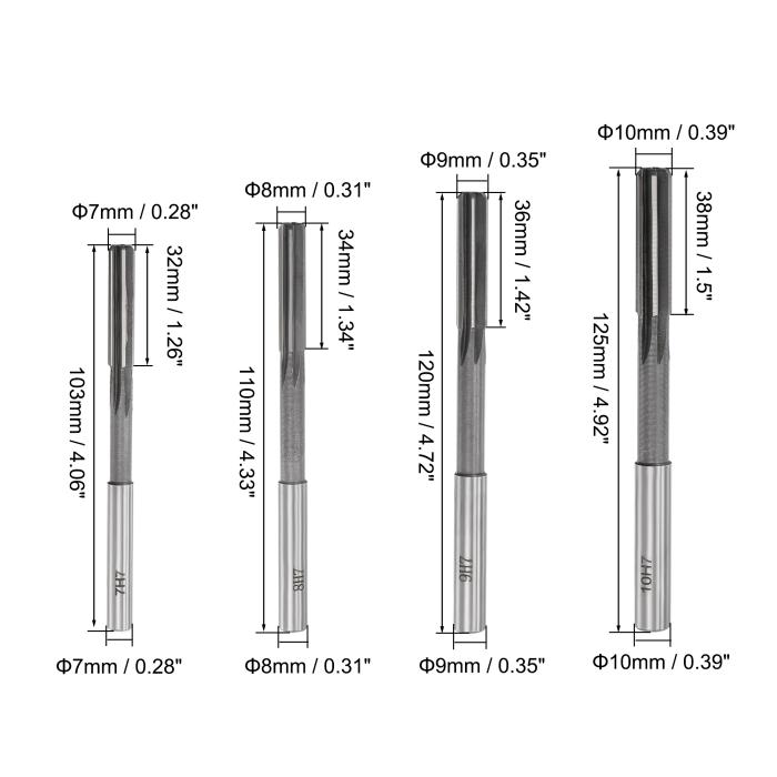 チャッキングリーマーセット 旋盤リーマーストレートフルートフライス 公差 2 mm 3 mm 4 mm 5 mm 6 mm 7 mm 8 mm 9 mm 10 mm 9個入り 商品画像3：soten co