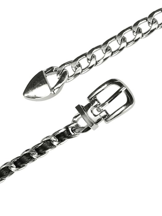 Allegra K チェーンベルト ウエストベルト ウエスト チェーン ラインストーン レディース ブラックシルバー 67 - 95 cm 商品画像2：soten co
