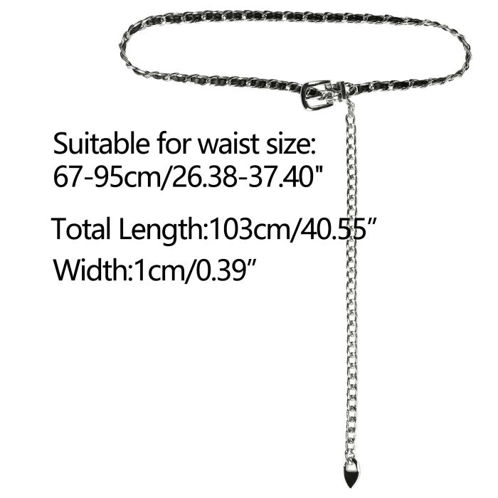 Allegra K チェーンベルト ウエストベルト ウエスト チェーン ラインストーン レディース ブラックシルバー 67 - 95 cm 商品画像4：soten co