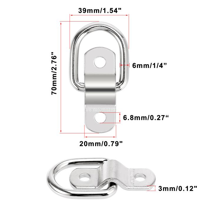 X AUTOHAUX タイダウンリング トレーラーアンカー Dリング固定アンカー トレーラーアクセサリータイダウン シルバートーン 10 個入り 商品画像2：soten co