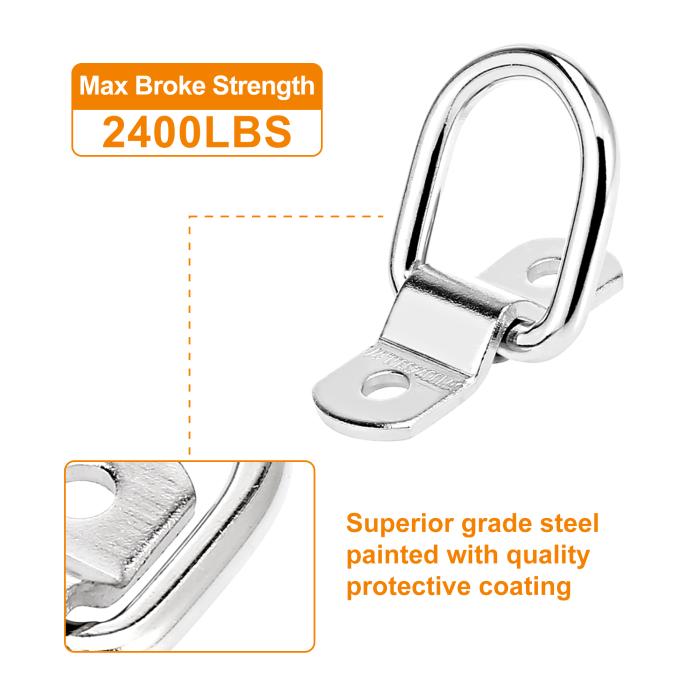 X AUTOHAUX タイダウンリング トレーラーアンカー Dリング固定アンカー トレーラーアクセサリータイダウン シルバートーン 10 個入り 商品画像3：soten co