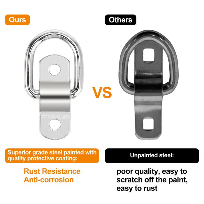 X AUTOHAUX タイダウンリング トレーラーアンカー Dリング固定アンカー トレーラーアクセサリータイダウン シルバートーン 10 個入り 商品画像4：soten co