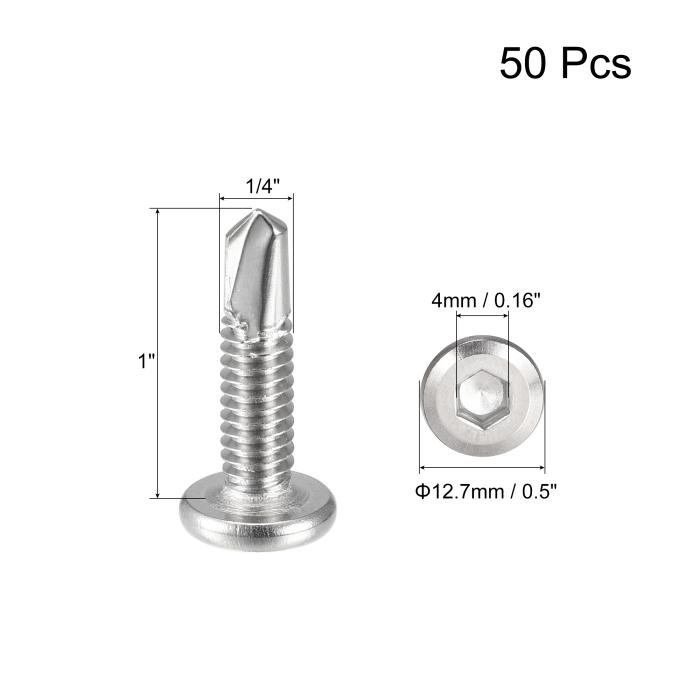 六角穴付きセルフタッピングねじ 六角ソケット 410ステンレス鋼 板金 平頭ドリルねじ 1/4 x 25 mm 50個 商品画像2：soten co