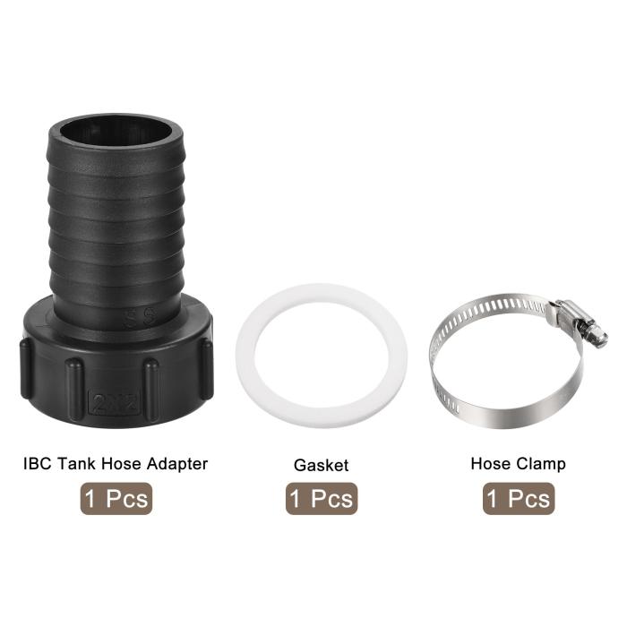 IBCタンクホースアダプター 60 mm粗ねじから50 mmバーブ ホースコネクターフィッティング ブラック 商品画像3：soten co