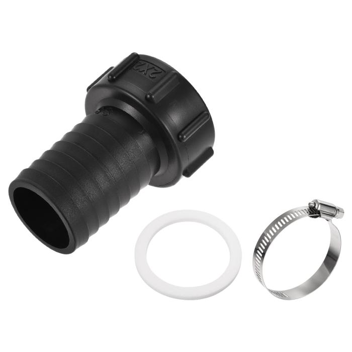 IBCタンクホースアダプター 60 mm粗ねじから50 mmバーブ ホースコネクターフィッティング ブラック 商品画像1：soten co