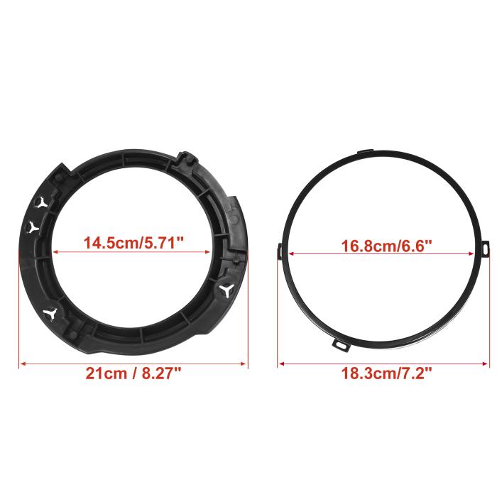 X AUTOHAUX ラウンドヘッドライト取り付け保持ブラケットリングセット ヘッドライトメタルリング付き 178 mm ブラック 商品画像5：soten co