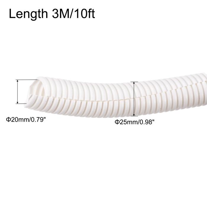 コルゲートパイプコンジット スプリットワイヤールームチューブ PE ワイヤーケーブル用 3 M長さ 20x25 mm ホワイト 商品画像2：soten co