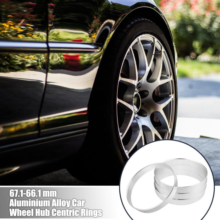 X AUTOHAUX ハブリング 67.1 →66.1 ハブセントリックリング ハブセンターリング HUB CENTRIC RING アルミニウム合金 シルバートーン 4個 商品画像2：soten co
