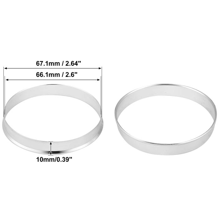 X AUTOHAUX ハブリング 67.1 →66.1 ハブセントリックリング ハブセンターリング HUB CENTRIC RING アルミニウム合金 シルバートーン 4個 商品画像5：soten co