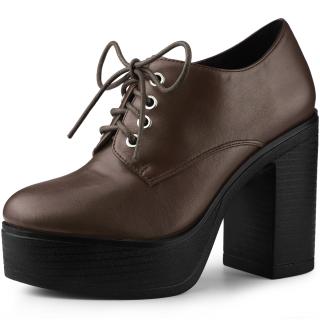 Allegra K 厚底ブーツ ローカット アンクルブーツ レースアップ