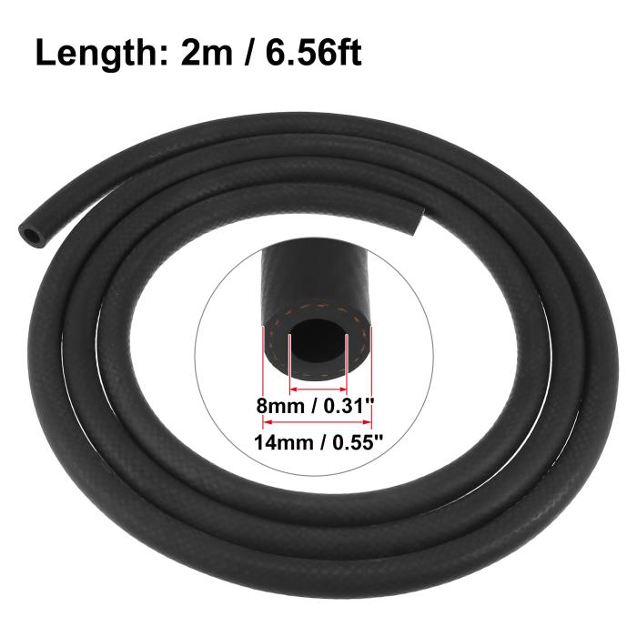 X AUTOHAUX カーヒーターホース 車の柔軟なストレートヒーターホース 多目的ホース ゴム ブラック 長さ2 m 内径8 mm 商品画像3：soten co