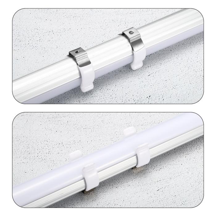 T10 Uクリップホルダーブラケット LED電球取り付けブラケット用 ステンレス鋼 蛍光管ホルダーネジパイプクランプ ホワイト 20個入り 商品画像5：soten co