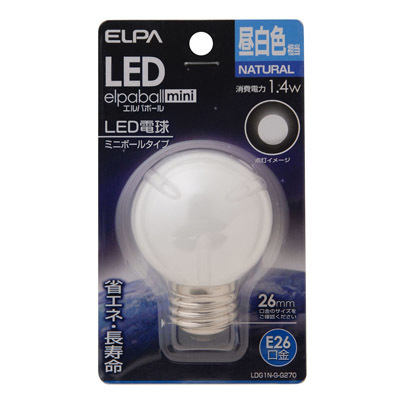 ELPA G50型LED口金E26昼白色 LDG1N-G-G270