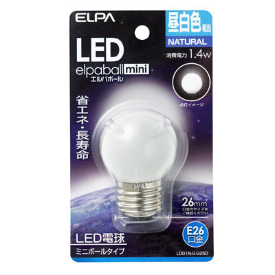 ELPA G40型LED口金E26昼白色 LDG1N-G-G250