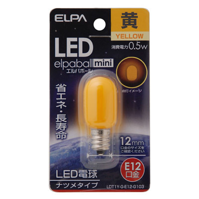 ELPA ナツメ型LED口金E12黄色 LDT1Y-G-E12-G103