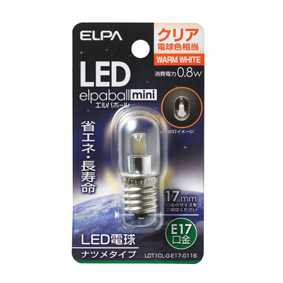 ELPA ナツメ型LED口金E17クリア電球色 4901087190706