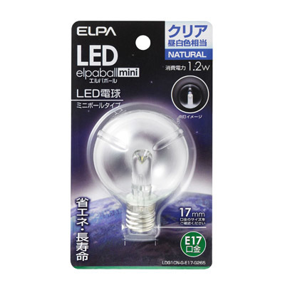 ELPA G50型LED口金E17クリア昼白色 4901087190911