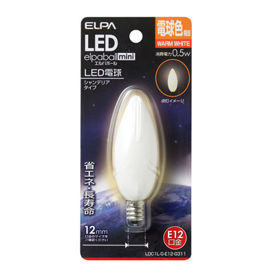 ELPA シャデリア球型LED口金E12電球色 4901087191079