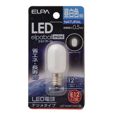ELPA ナツメ型LED口金E12昼白色 4901087190577