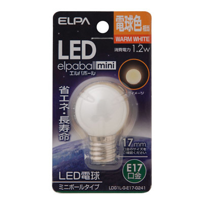 ELPA G30型LED口金E17電球色 4901087190782