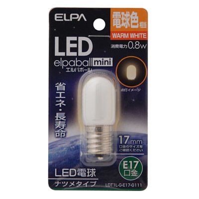 ELPA ナツメ型LED口金E17電球色 4901087190652