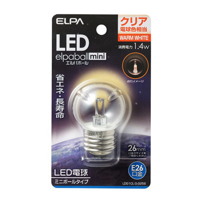 ELPA G40型LED口金E26クリア電球色 LDG1CL-G-G256