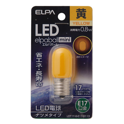 ELPA ナツメ型LED口金E17黄色 4901087190676