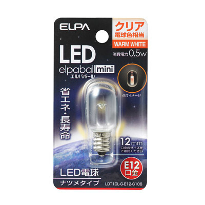 ELPA ナツメ型LED口金E12クリア電球色 LDT1CL-G-E12-G106