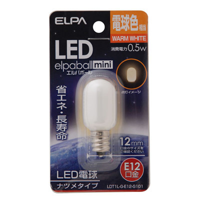ELPA ナツメ型LED口金E12電球色 4901087190584