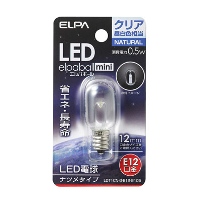 ELPA ナツメ型LED口金E12クリア昼白色 4901087190621