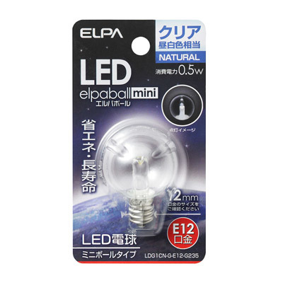 ELPA G30型LED口金E12クリア昼白色 4901087190751
